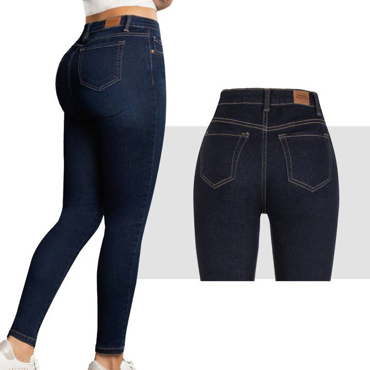 vlinvun - Venta al por mayor Vaqueros - Mujer - Vaqueros ajustados para mujer Pantalon Colombiano Skinny AZUL A Praga Jeans PRKJB-059AZOS