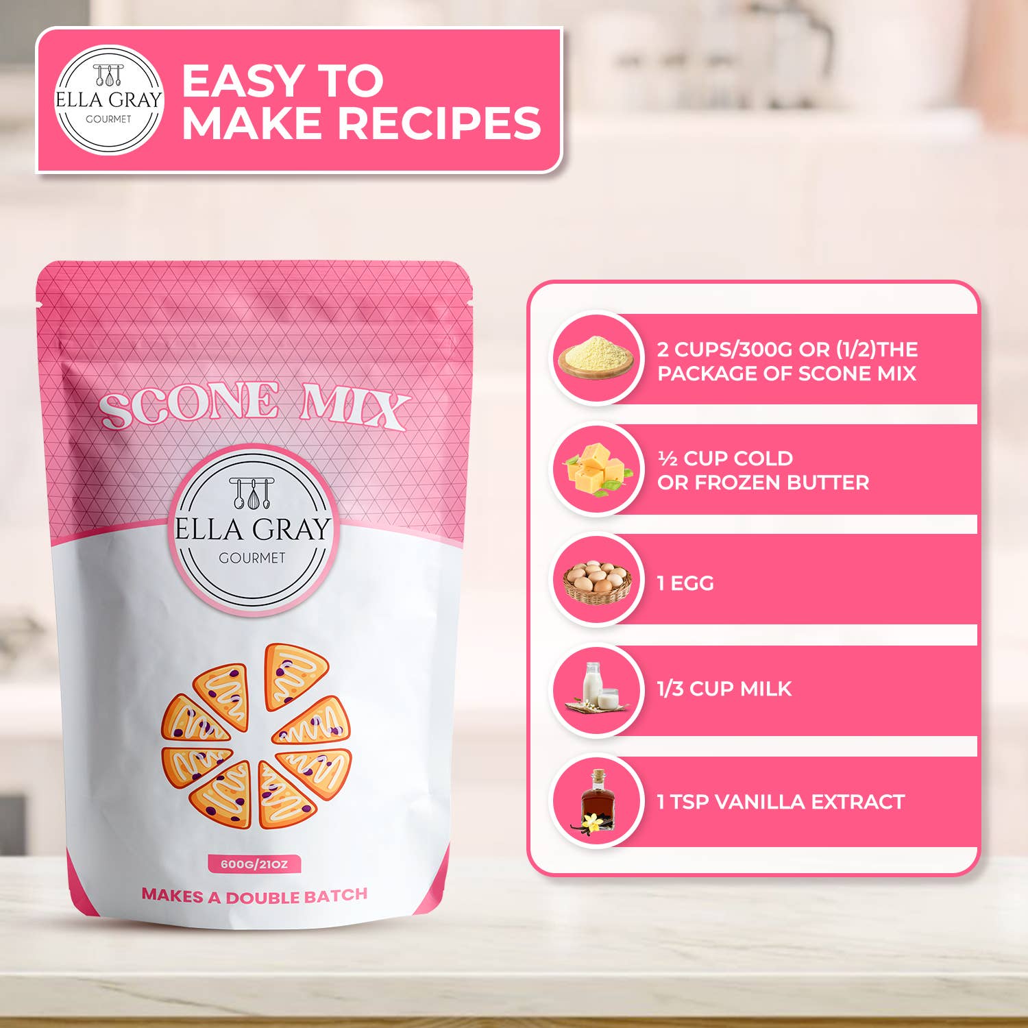 Ella Gray Gourmet - Vente Préparation pour biscuits - Mélange Scone4