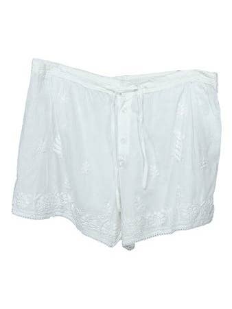Pantalones cortos bordados de algodón para mujer en blanco y papaya para venta al por mayor de La Chic Trends