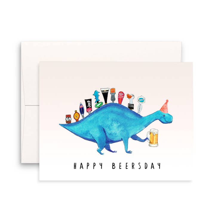Liyana Studio - Wholesale Birthday Card - Beer Tap Dinosaur - Funny Birthday Card
