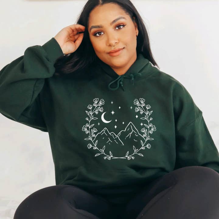 Mountain Wreath Hoodie for wholesale by Wild Melon