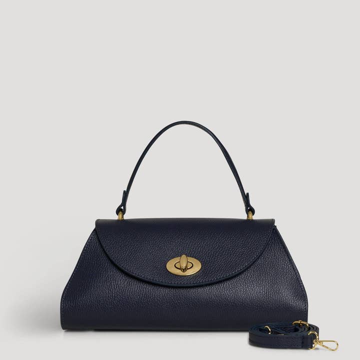 Prestige Milano - Wholesale Tote Bag - Women's - Borsa Florence in pelle Togo blu navy3