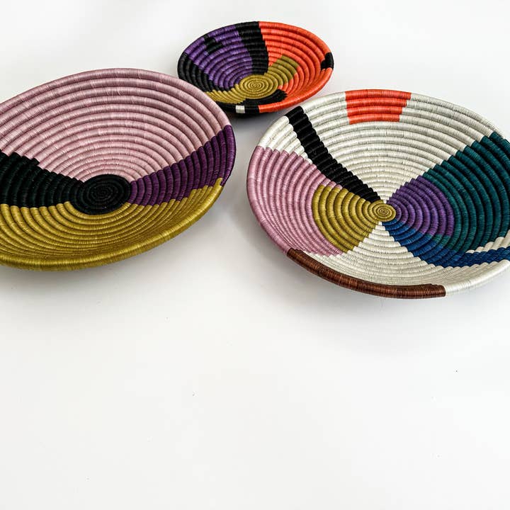 sifadesigns - Wholesale Wall Accent - Set of 3 Colorful Woven Baskets for Wall Decor, Home Decor