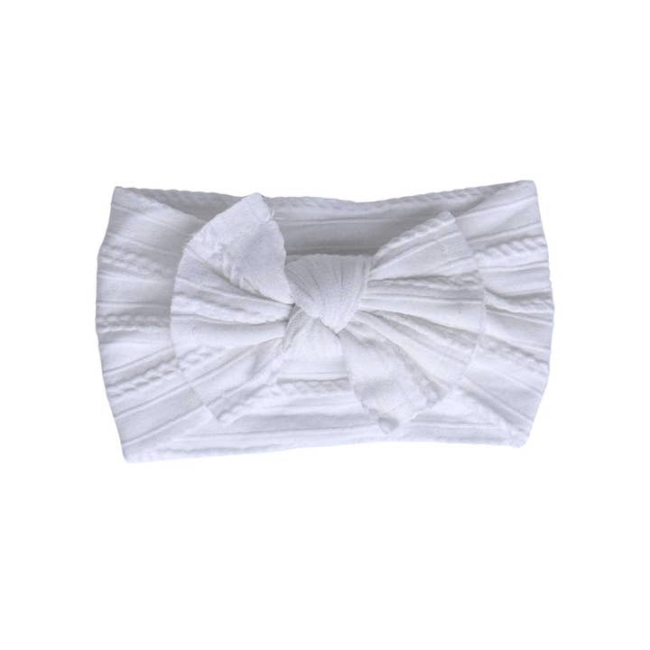Bailey's Blossoms - Wholesale Fashion Headband - Baby - Solid Knit Nylon Headband - White