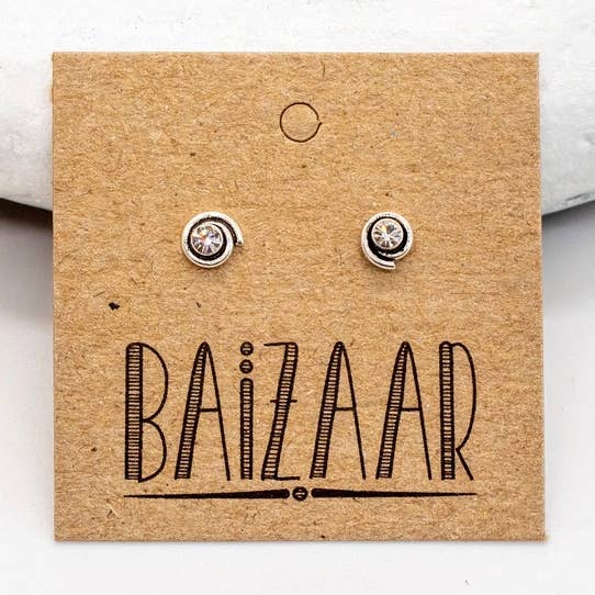 Sterling Silver Crystal virvel Stud örhängen för wholesale av Baizaar