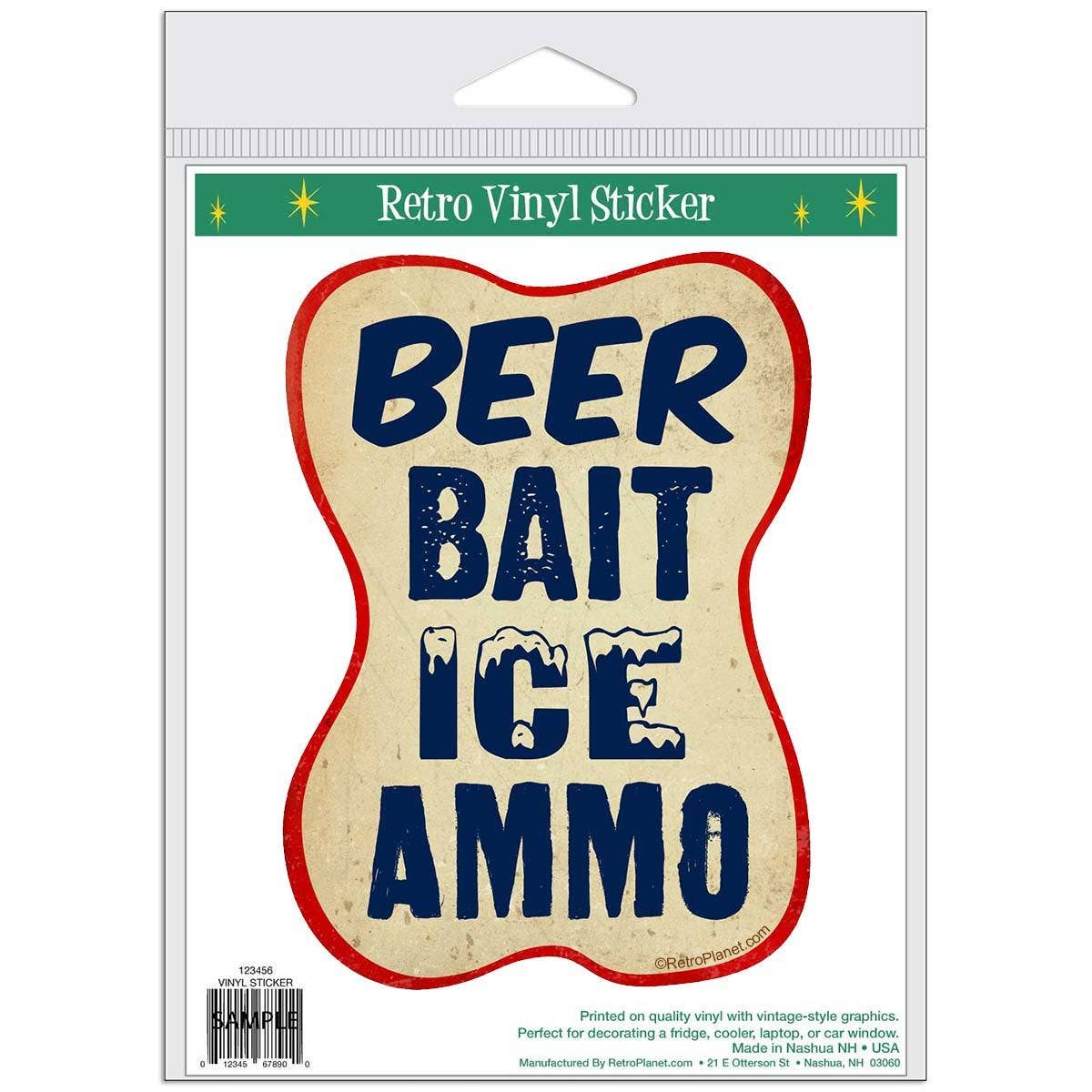 RetroPlanet - Wholesale Sticker - Beer Bait Ice Ammo Die Cut Vinyl Sticker1