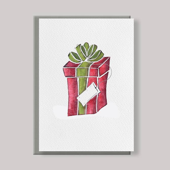 CARVED Christmas Present Mini Note Card | Box of 6 for wholesale by Originals Paper Art