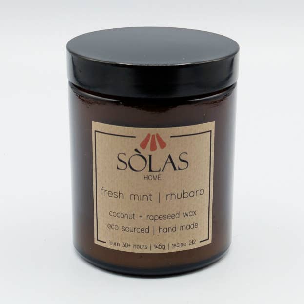 Vela de Ruibarbo y Menta Fresca en Tarro de Ámbar con Tapa, 20cl para venta al por mayor de SÒLAS Home
