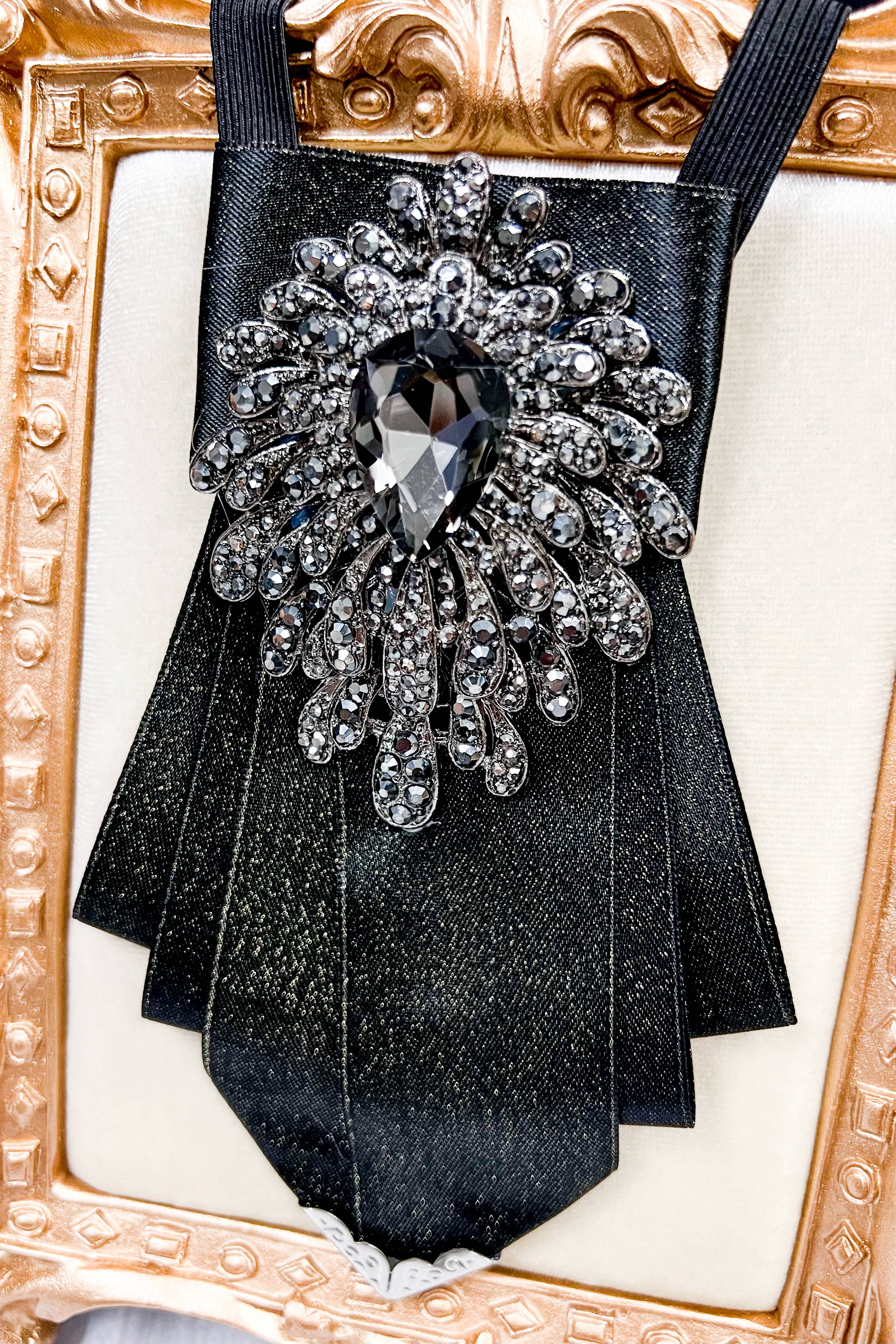 Happy Dream Gifts - Wholesale Tie Clip - Men's - Black Bow Tie, Formal Event Necktie, Black Crystal Tie2