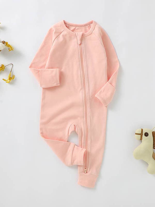 pelele rosa para bebé - cremallera bidireccional - algodón orgánico - pijama para bebé para venta al por mayor de Polished Prints