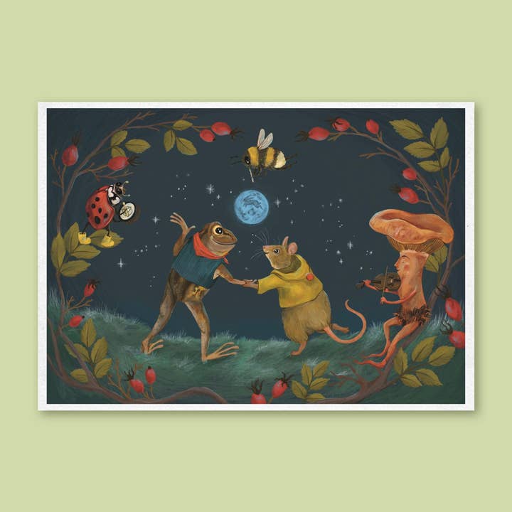 Art Print - Blue Moon - Lovely, cute illustration, wall art for wholesale by Anna Seed Art