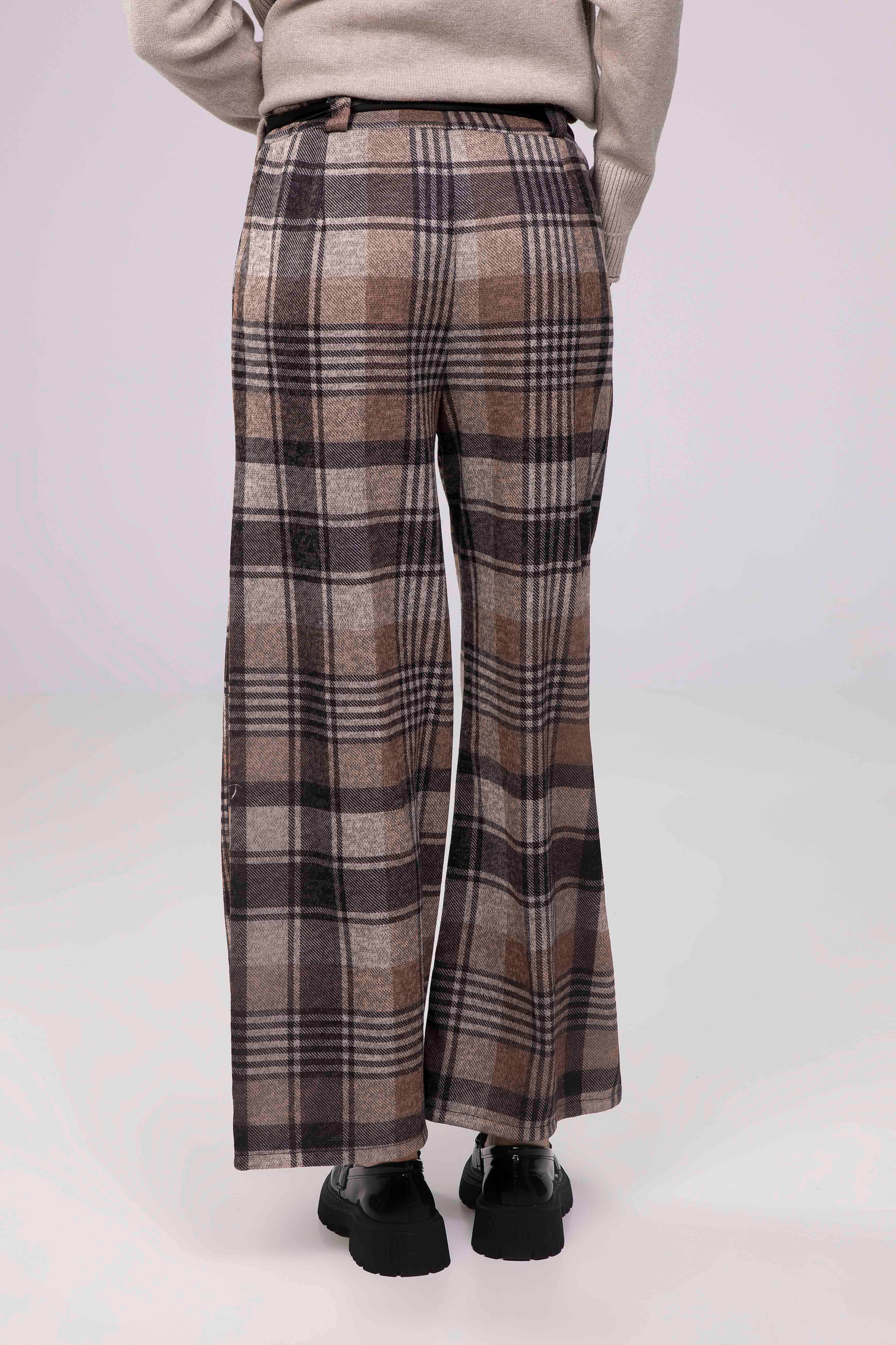 Taupe Stretch Woven Plaid Bottom for wholesale on Faire2