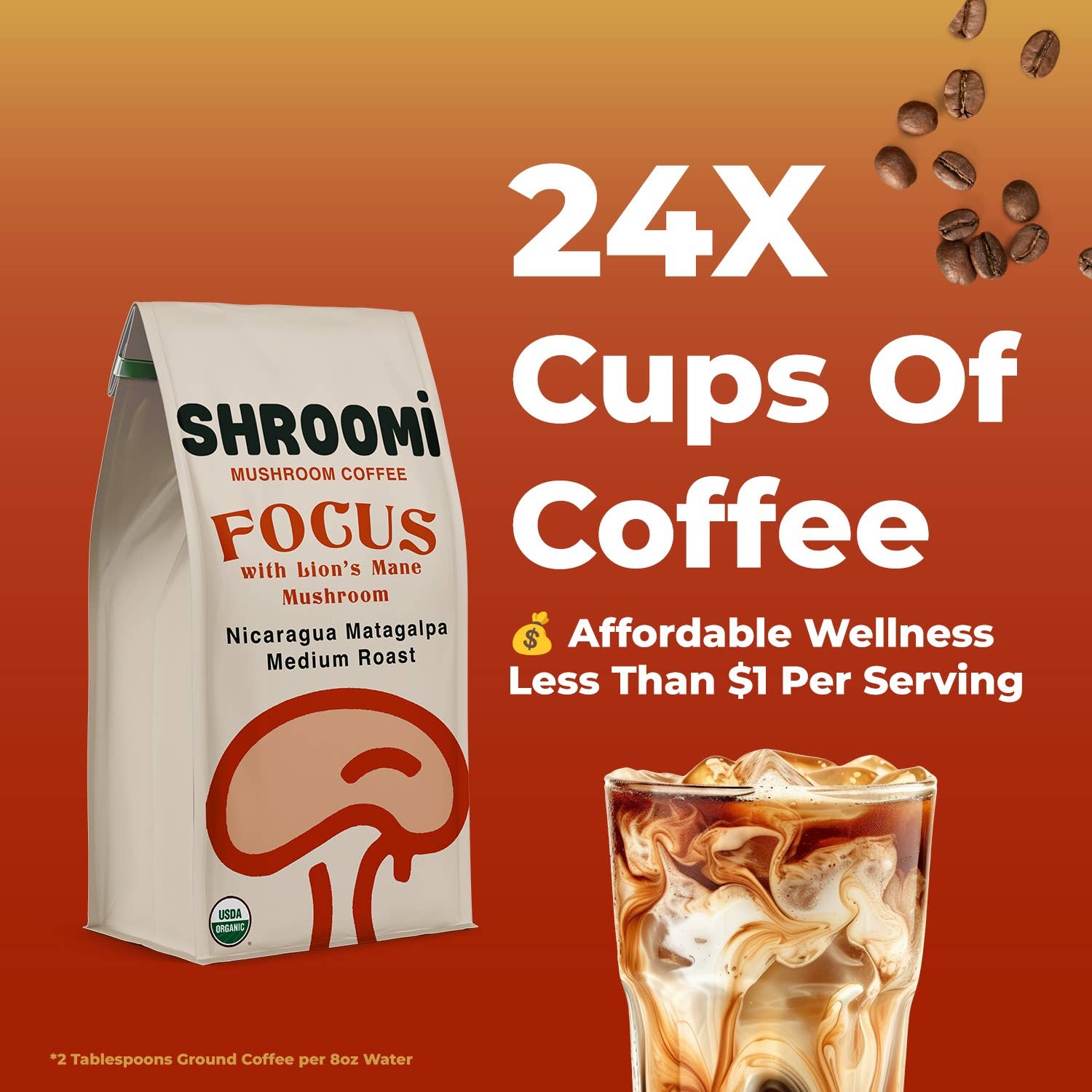 Shroomi - Wholesale Ground Coffee - Shroomi Mushroom Coffee - Medium Roast Nicaragua, Ground Organic Coffee, 10oz Bag5