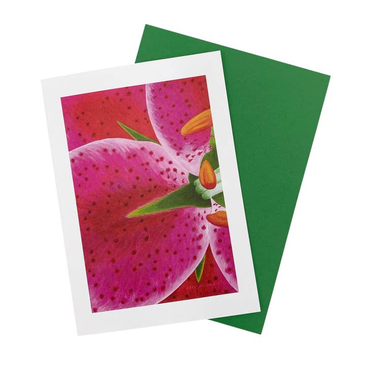 Carte de vœux vierge « Stargazer » de Lilium pour la vente par Mary Michola Fibich Fine and Fiber Art