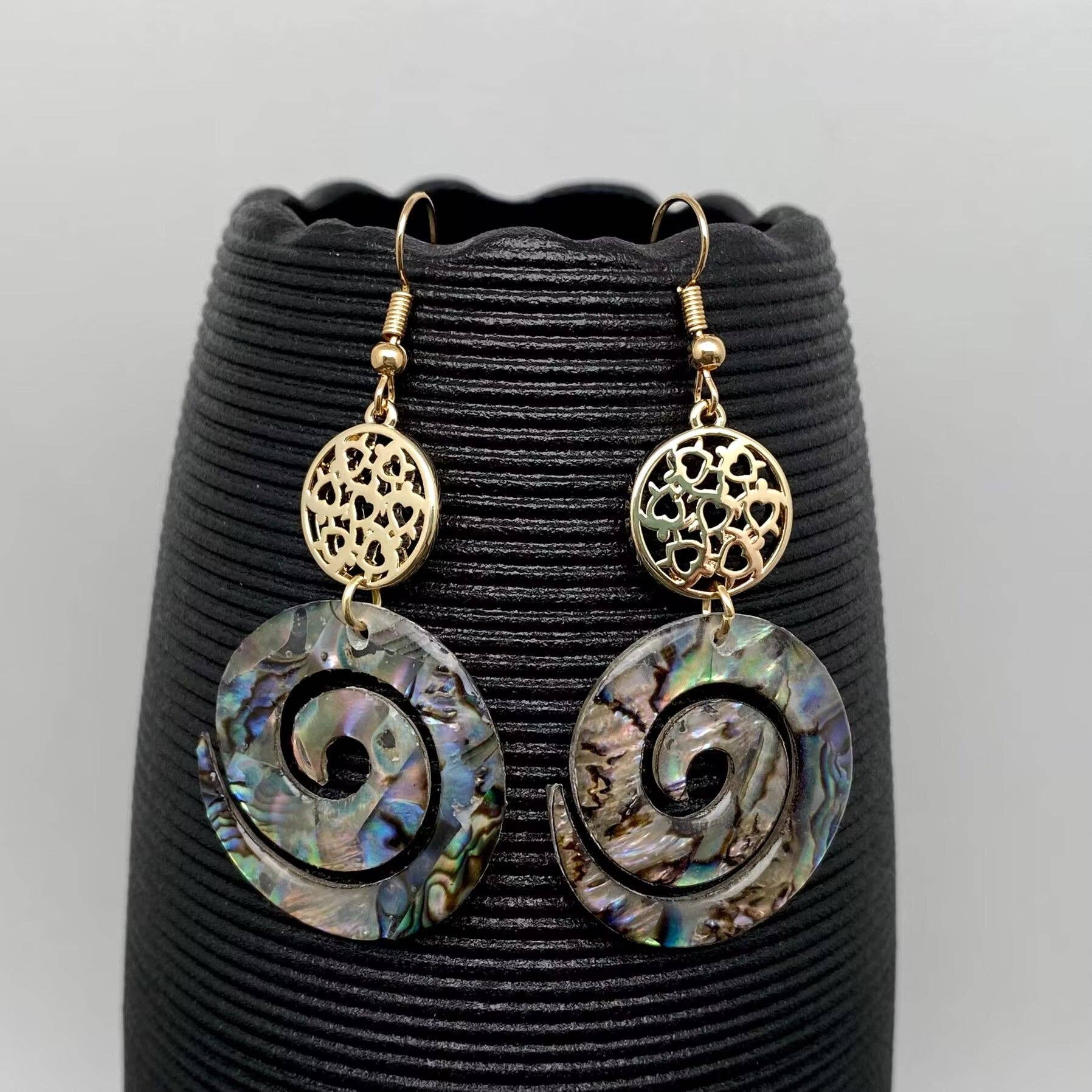Mio Queena - Wholesale Dangle Earrings - Vortex Abalone Dangle Earrings1