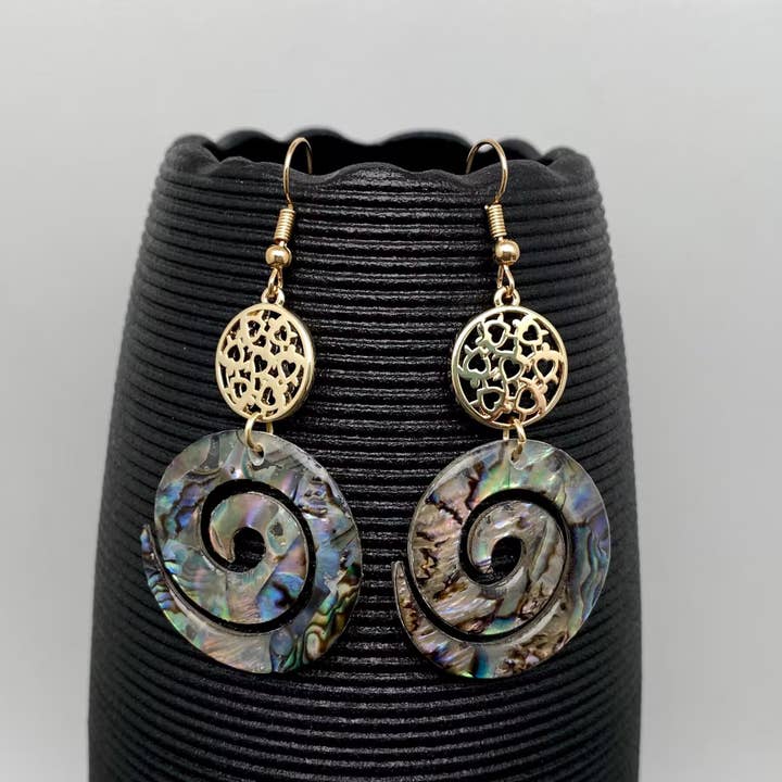 Mio Queena - Wholesale Dangle Earrings - Vortex Abalone Dangle Earrings1