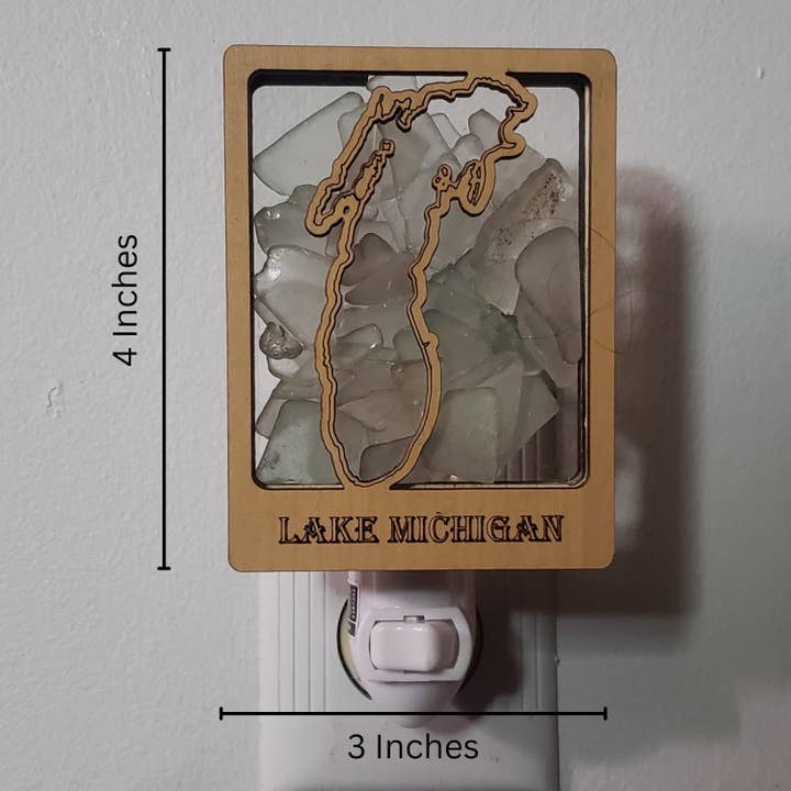 Sea Glass Displays - Wholesale Night Light - Lake Michigan Beach Glass Shadowbox Nightlight With Switch