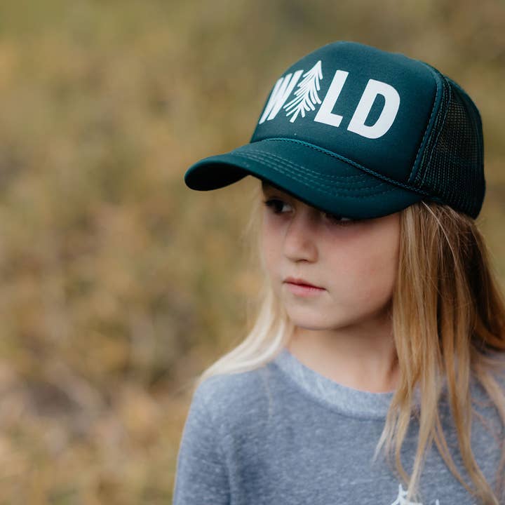 Made of Mountains - Wholesale Kids Hat - Kids - Kid WILD Tree Trucker Hat: Dark Green
