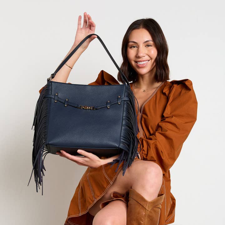 Jen & Co. - Wholesale Satchel - Women's - M2529 Eva Side Fringe Satchel w/ Decorative Closure7