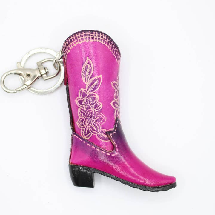 Sunflower Handmade leather inc - Wholesale Keychain - Women's - Handmade Leather Cowboy Boot Keychain Charm2