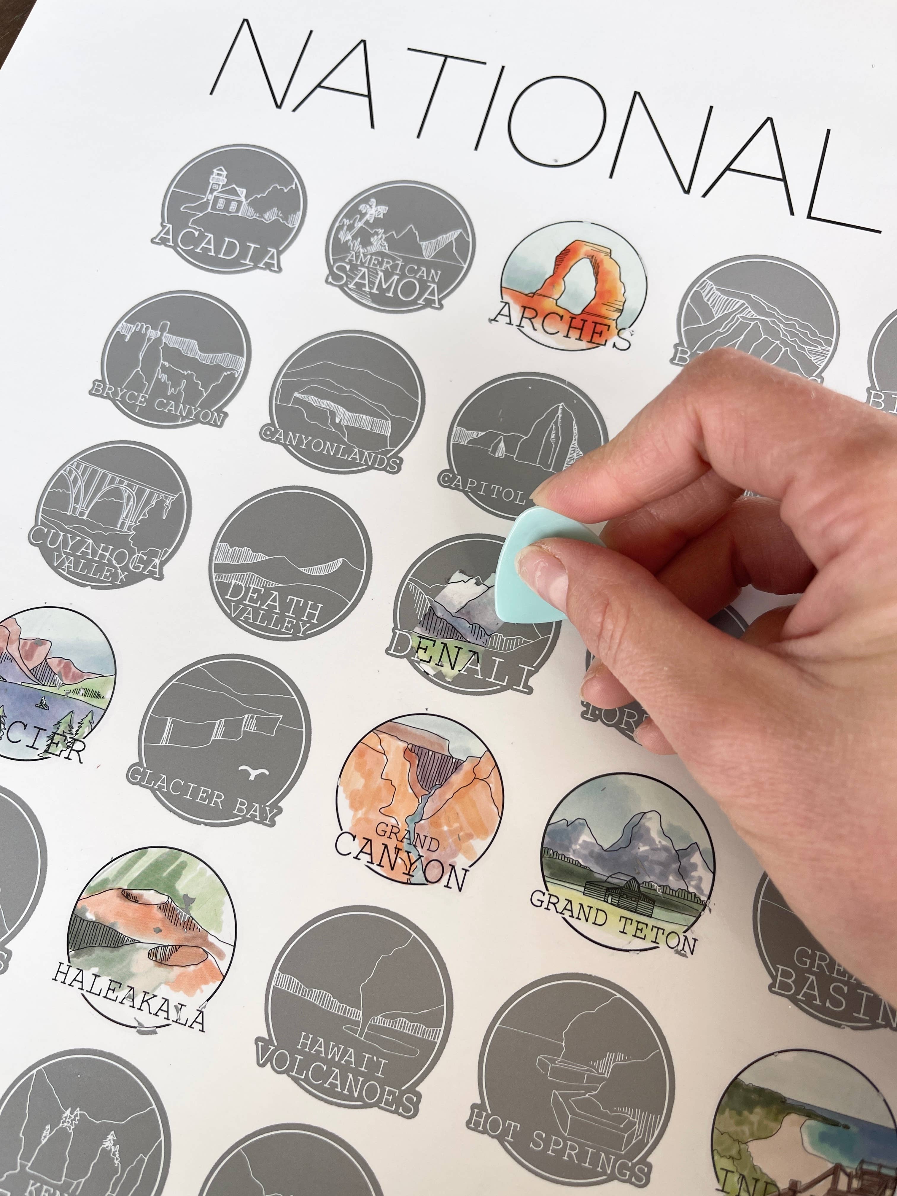 Waypoint Wanders - Vendita all'ingrosso Stampa artistica - 63 Lista dei desideri da grattare per parchi nazionali2