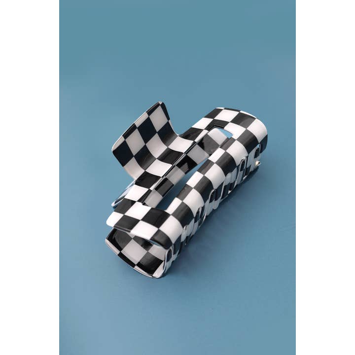 JOSSLYN by wall to wall - Vendita all'ingrosso Fermaglio per capelli - Donna - Jumbo mollette per capelli in resina a scacchi 10 cm | 40H664