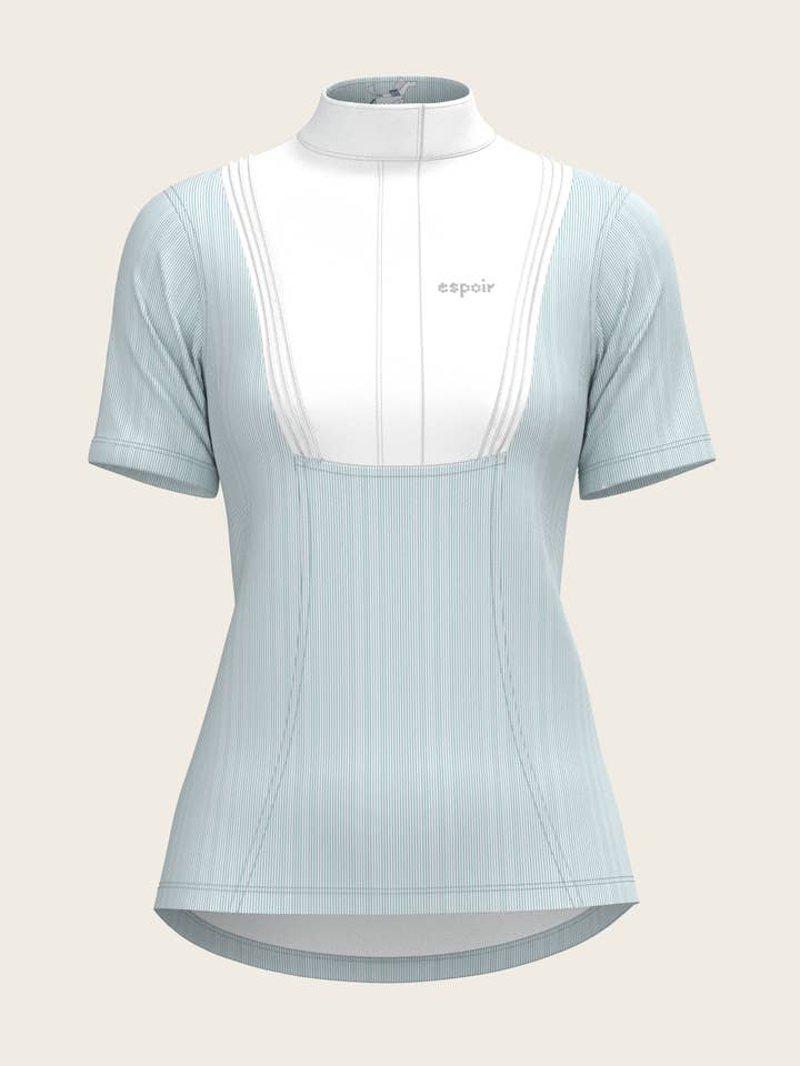 Strepen in hemelsblauw Korte geplooide korte mouwen S voor wholesale door Espoir Equestrian