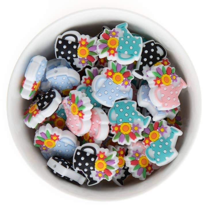 Watering Can Silicone Focal Beads for wholesale by Cara & Co Silicone Craft Supply