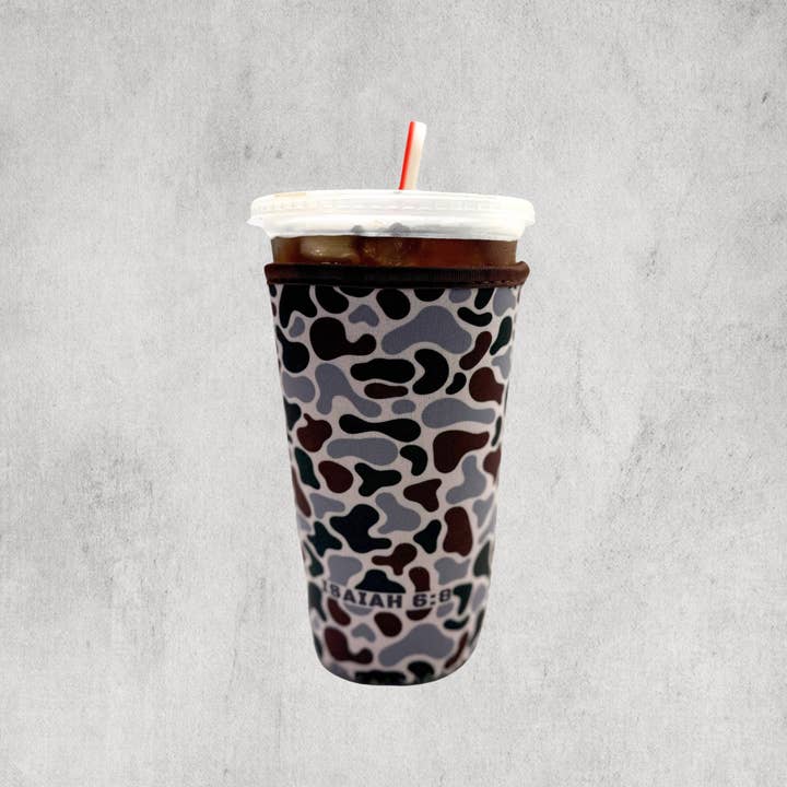 Camo Iced Coffee Sleeve for wholesale by Gracie's Closet