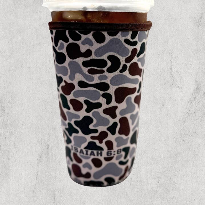 Gracie's Closet - Wholesale Drink Huggers & Koozies - Camo Iced Coffee Sleeve0