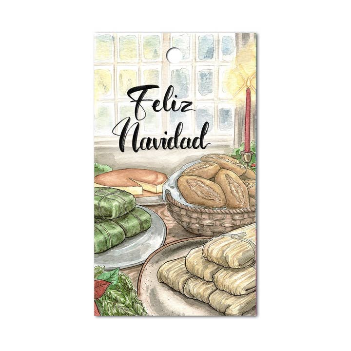 Etichetta regalo Christmas Tamales, set di 4 per la vendita all'ingrosso da parte di Motif's Art Studio