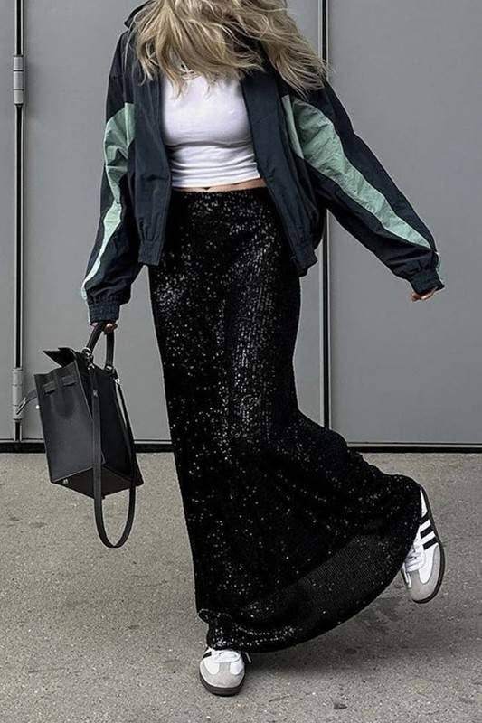 Queen Fashion - Wholesale Skirt - Women's - sequins long skirt1