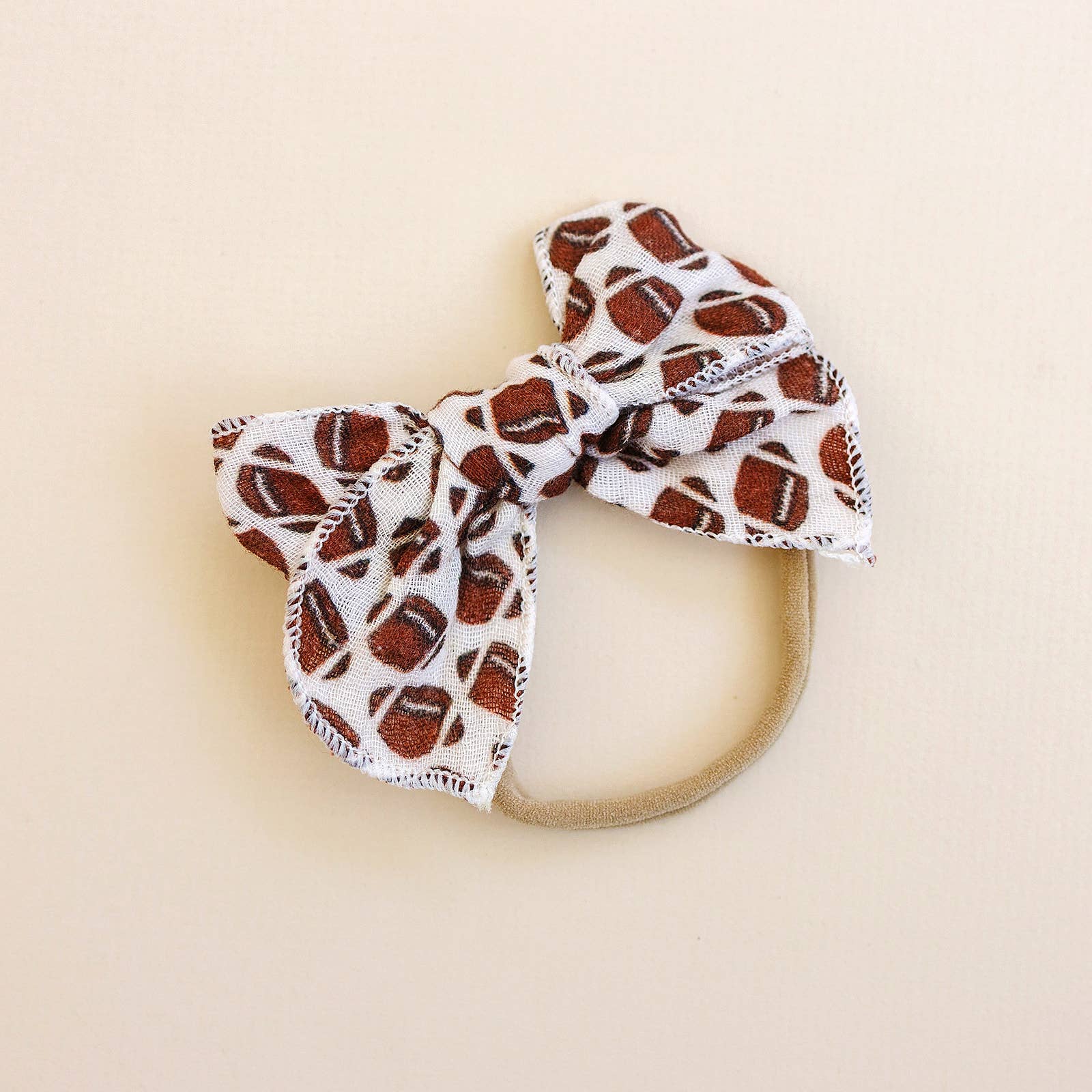 Golden Dot Lane - Wholesale Hair Bow - Kids - Football Serged Gauze Hair Bow