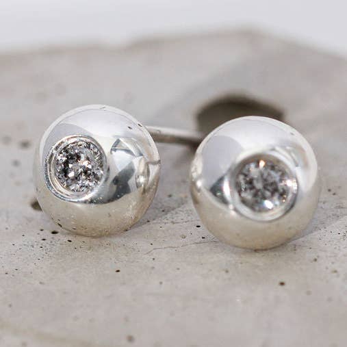 Dotty Silver Grey Diamond Earrings for wholesale by BOO jewellery