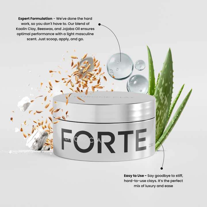 Forte Series, Inc. - Wholesale Hair Texture Balm/Paste/Pomade - Chrome Clay - Strong Hold & Matte Finish 2.5 Oz3