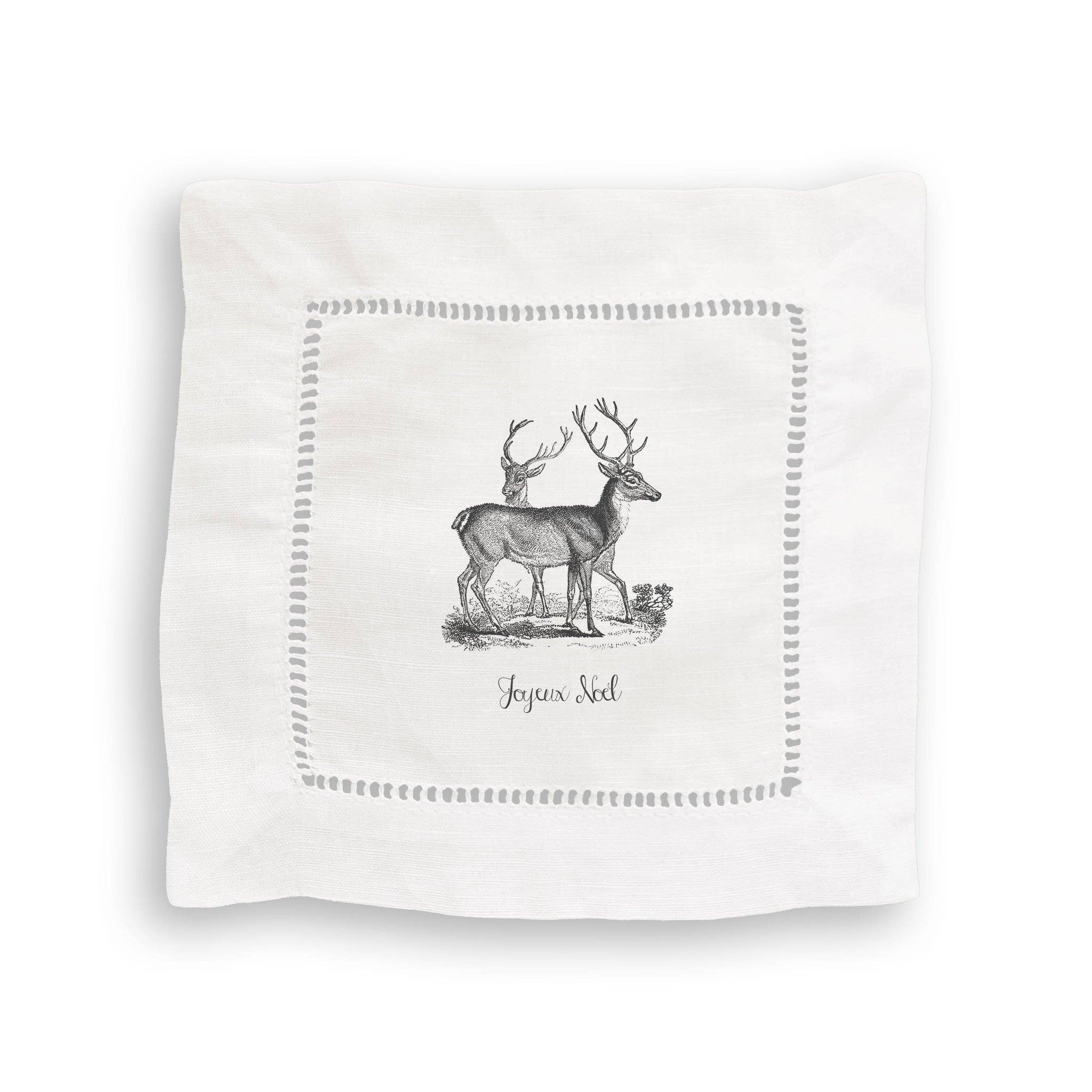 French Graffiti - Wholesale Theedoek - Grijs vintage hert met Joyeux Noel4