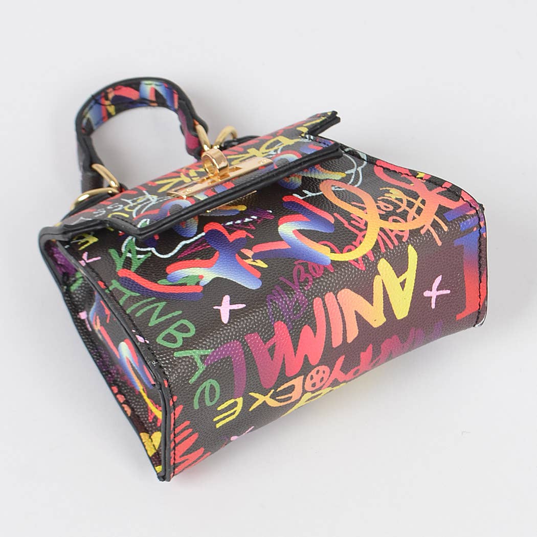 Black Multi Graffiti Mini Handle Bag for wholesale on Faire3