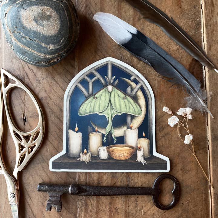2.75" x 3” Luna Moth Sticker for wholesale by Jessica Roux Illustration