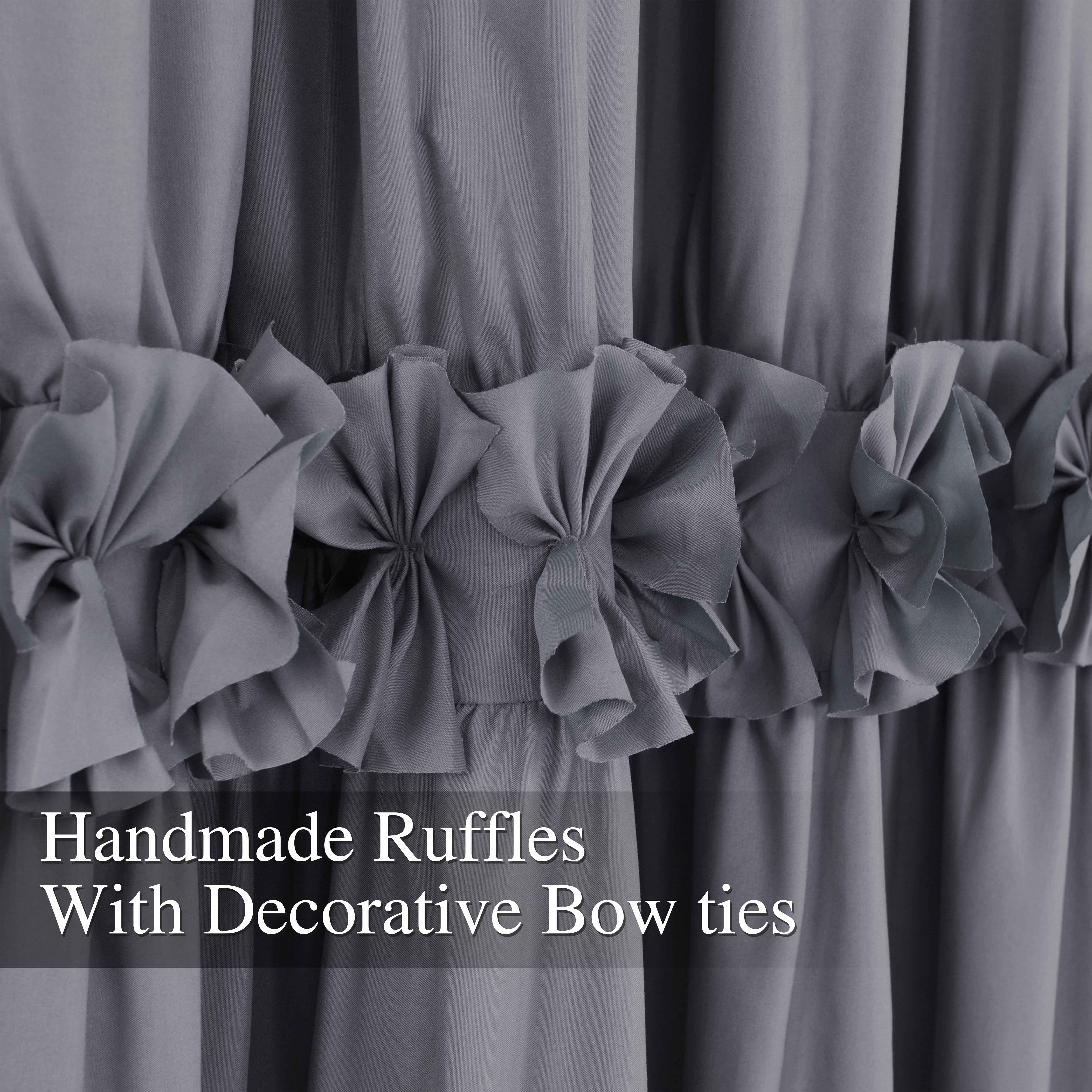 HIG - Wholesale Curtain - Farmhouse Ruffle Window Curtains with Blackout Liner Handmade Bow Ties Drapes 2 Panels Set, 54"W x 84"L25