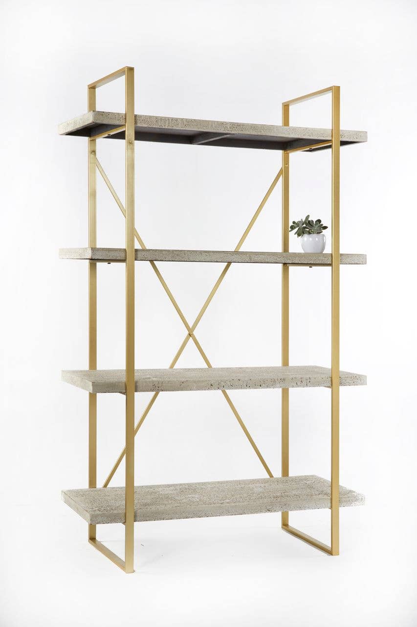 Statements by J – wholesale Bookcase – 4-Shelf Etagere Bookcase with X-Frame – Metal and Wood1