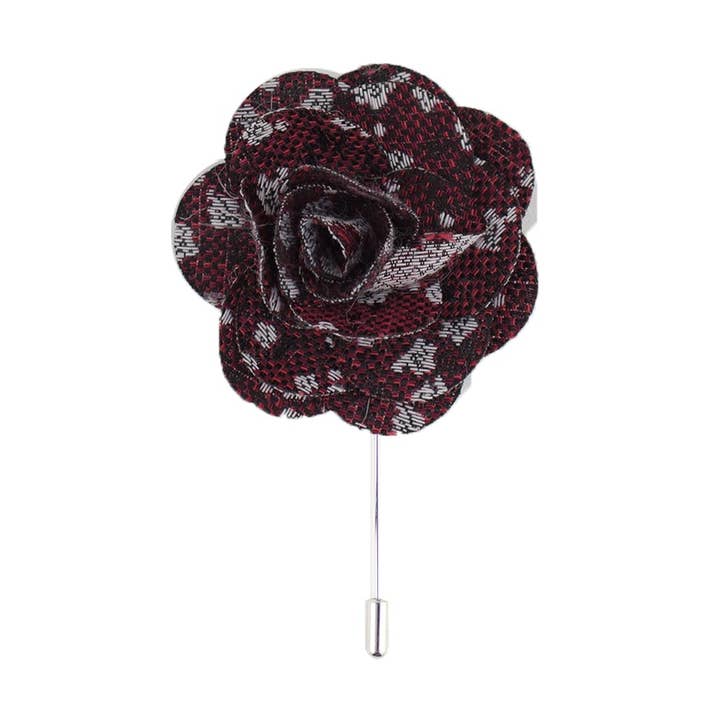 Épinglette florale bordeaux et argentée pour la vente par DIBI