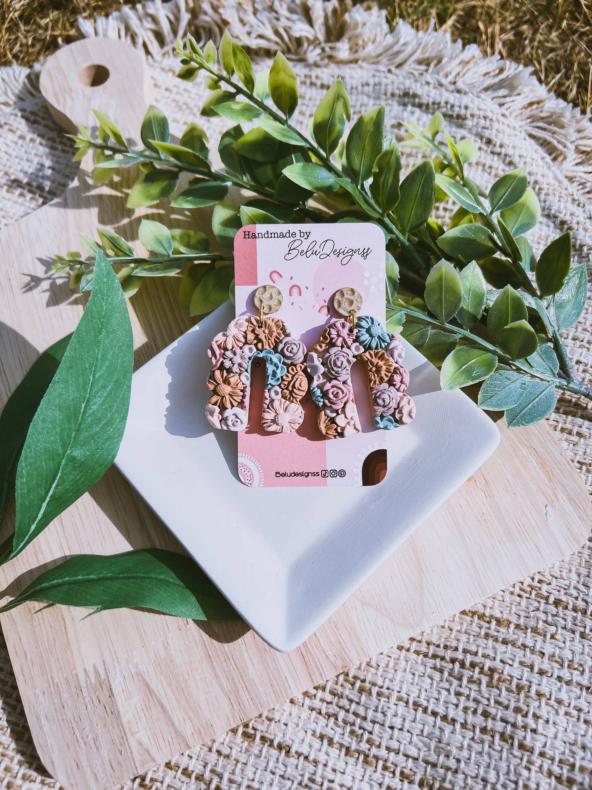 Belu Designss - Wholesale Dangle Earrings - Colorful Flowers Arch Handmade Polymer Clay Earrings2