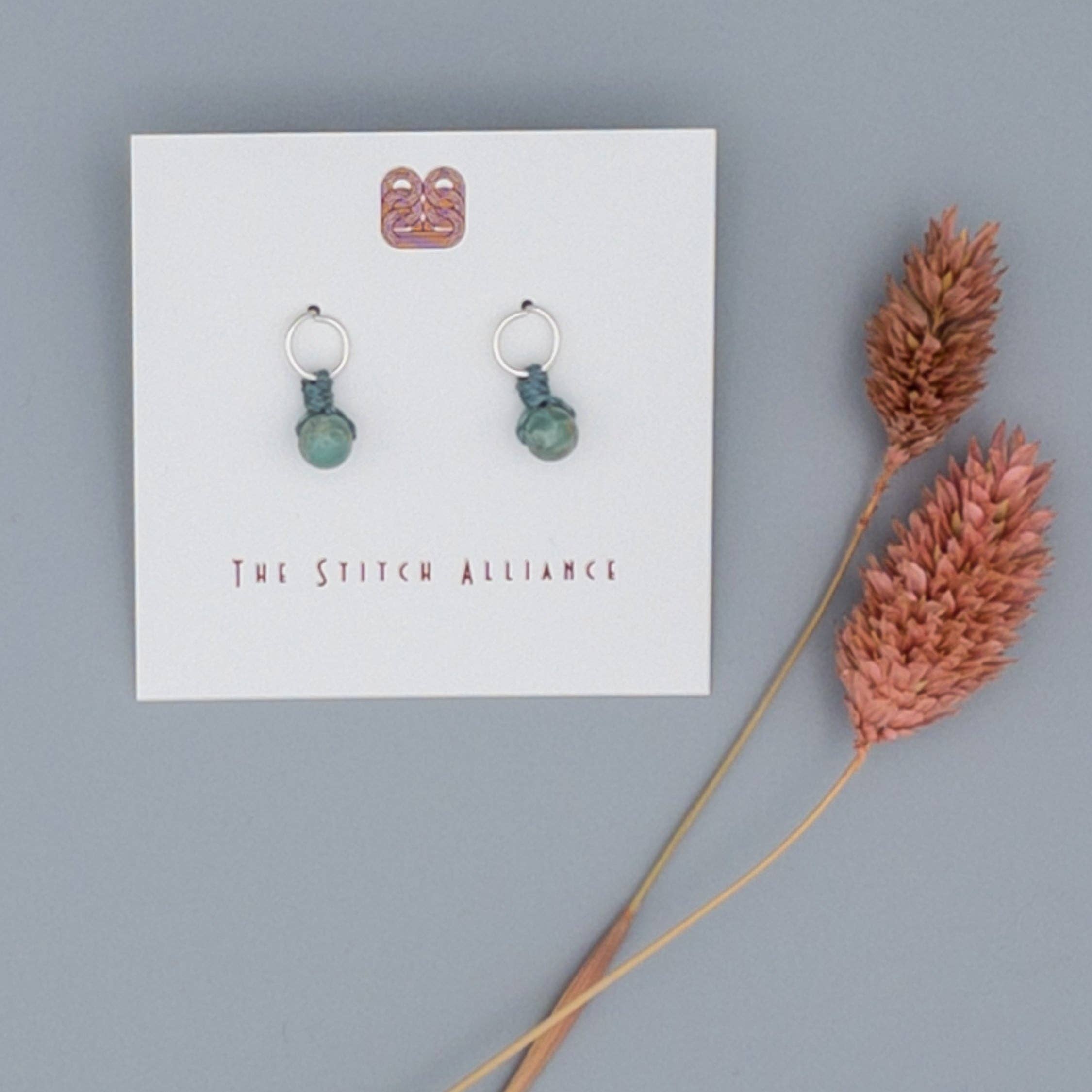 The Stitch Alliance - Wholesale Dangle Earrings - Circle Post - Sterling Silver / Aqua Terra Jasper2