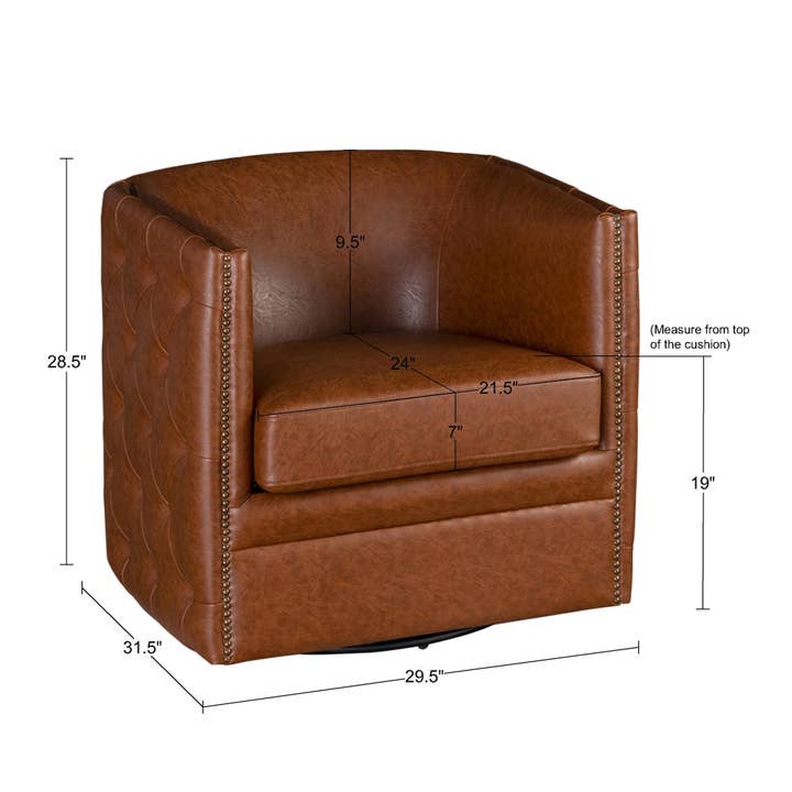 Olliix - Wholesale Chair - Faux Leather Low-Back Barrel Swivel Chair, Brown *