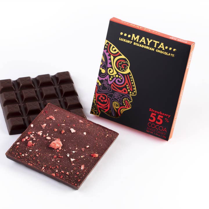 Mayta Gourmet 55% Dark Chocolate Strawberry for wholesale by Mayta Gourmet Ecuadorian Chocolate & Coffee