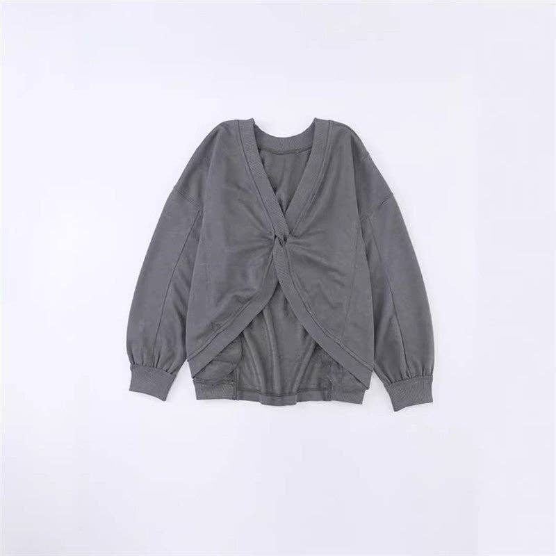 ShieldChic – wholesale Sweatshirt – Women's – Loose-Fit Minimalist Solid Color Ribbed Cuff Sweatshirt4