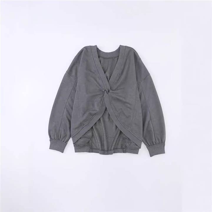 ShieldChic - Wholesale Sweatshirt - Women's - Loose-Fit Minimalist Solid Color Ribbed Cuff Sweatshirt7