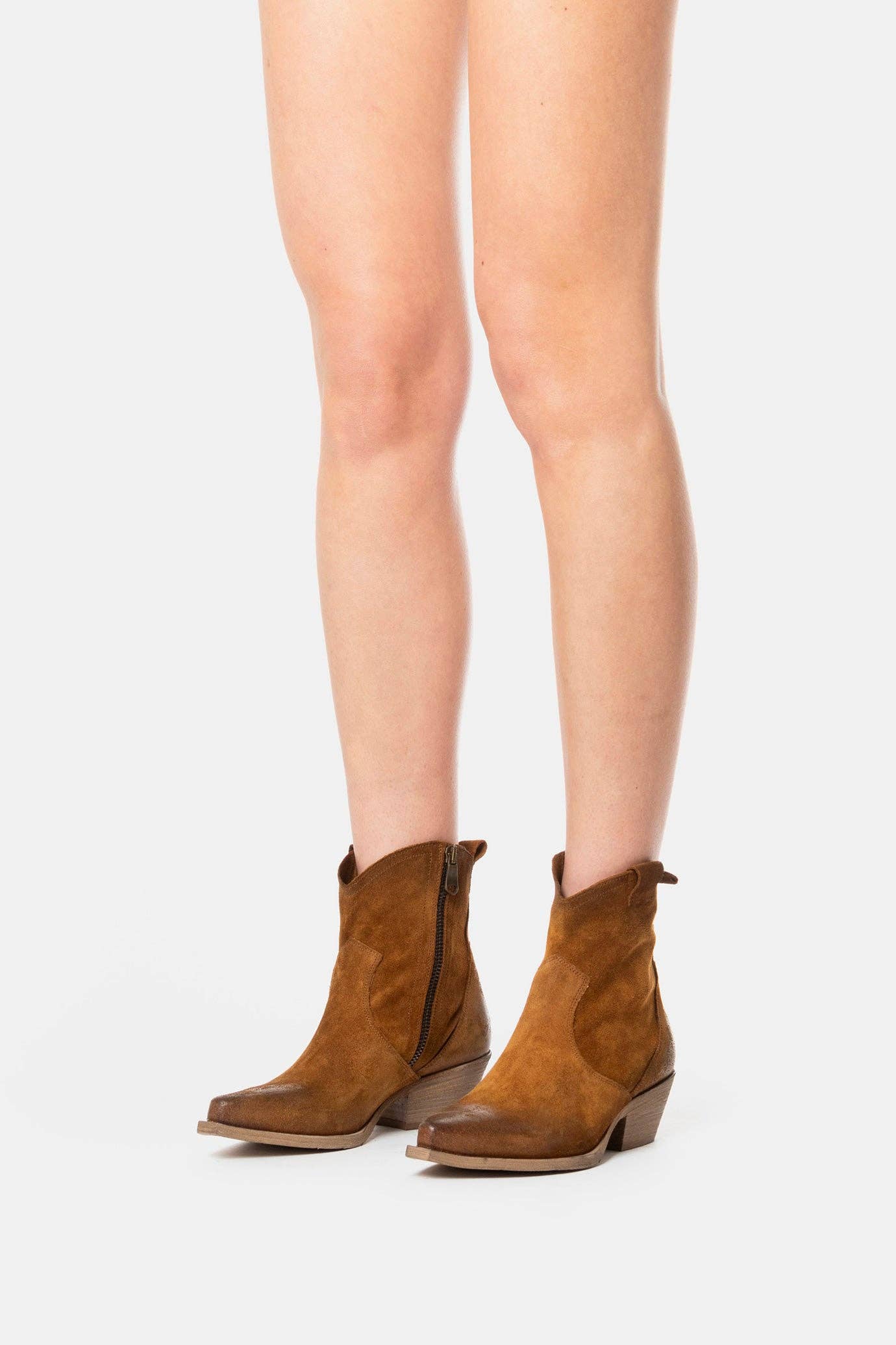 METISSE – Engroshandel Støvler - Dame – Suede læder Texan ankelstøvler DX3804