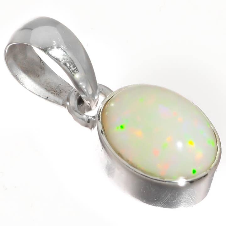 925 sterlingsilver oval naturlig etiopisk opal nätt gnistrande hänge, 3/4" för wholesale av FifiRose