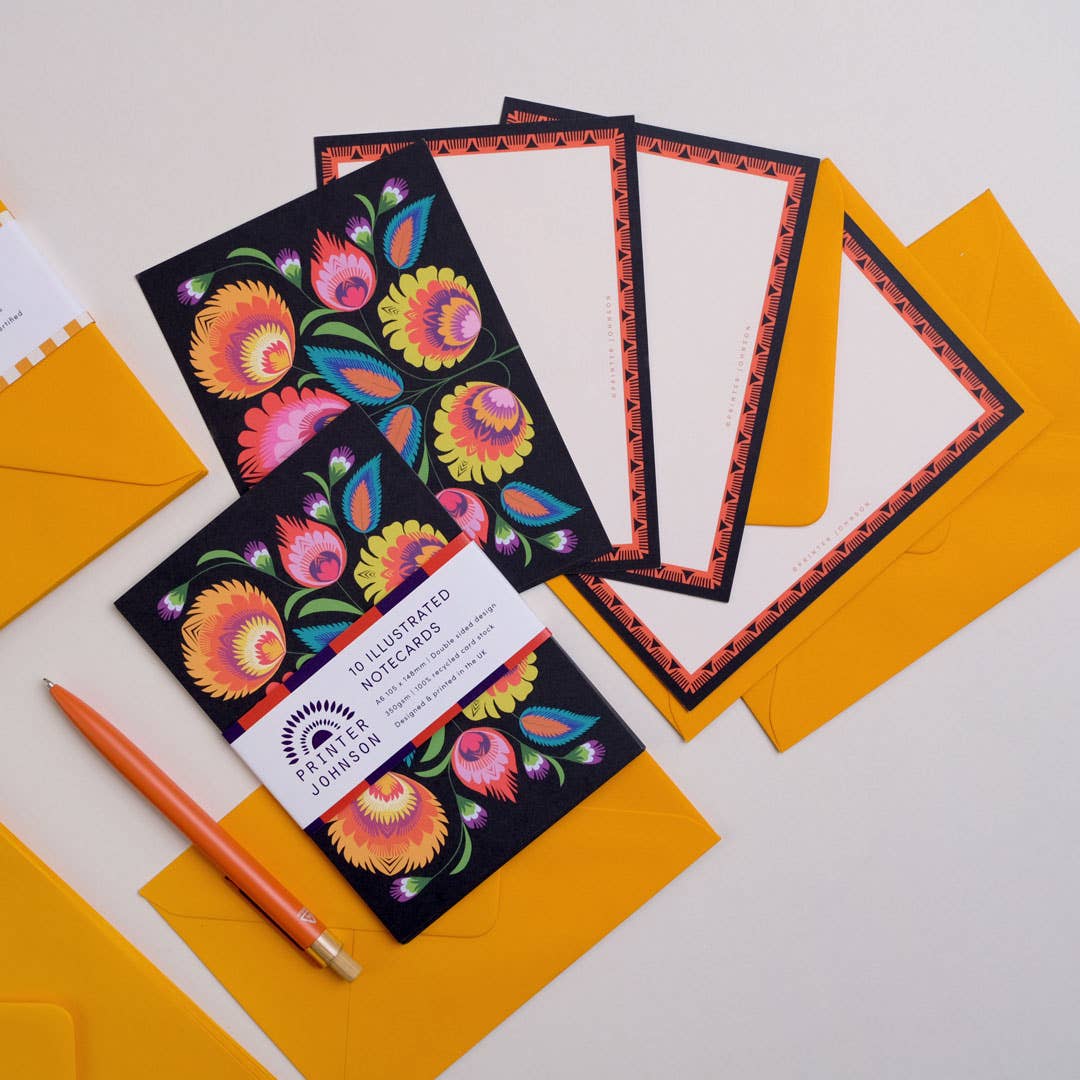Printer Johnson Ltd – wholesale Stationery/notecard set – Wycinanki notecard set | 10 Polish folk art notecards2